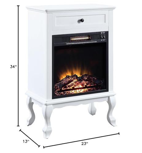 White Electric Fireplace with Mantel and Storage Drawer Z46620