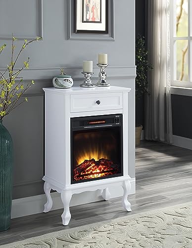 White Electric Fireplace with Mantel and Storage Drawer Z46620
