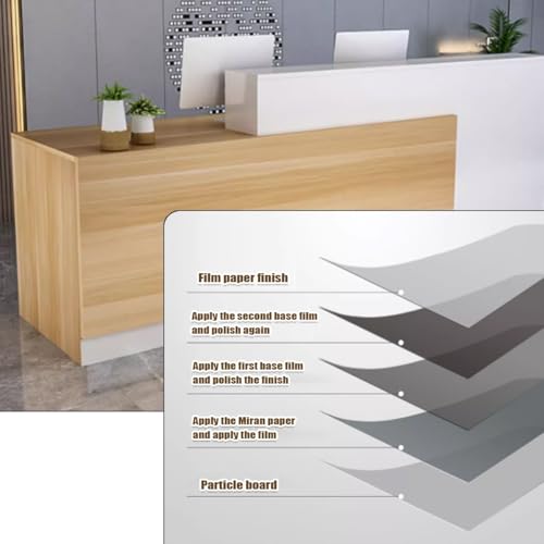 Wood Grain L-shaped Reception Desk with Lockable Drawer Y429947