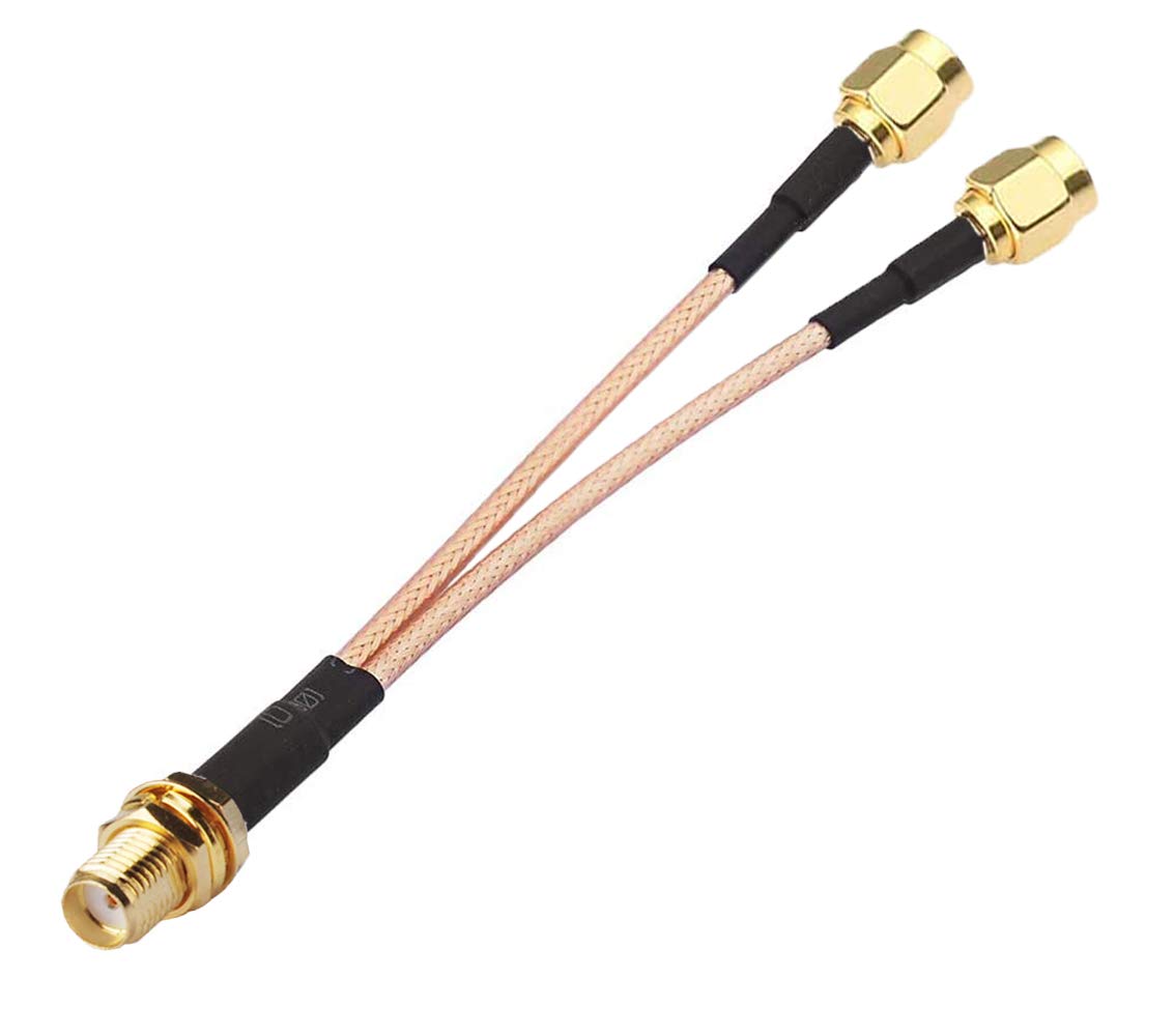 SMA Female to Dual SMA Male Cable Splitter Combiner 6-inch +2pcs SMA Female to TS9 Male Adapter B676