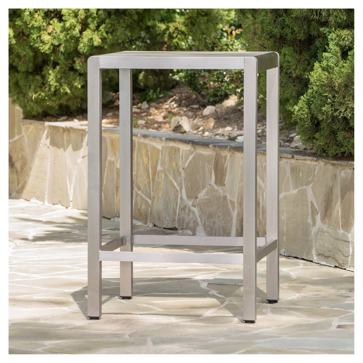 Square Aluminum Bar Table with Glass Top E67790