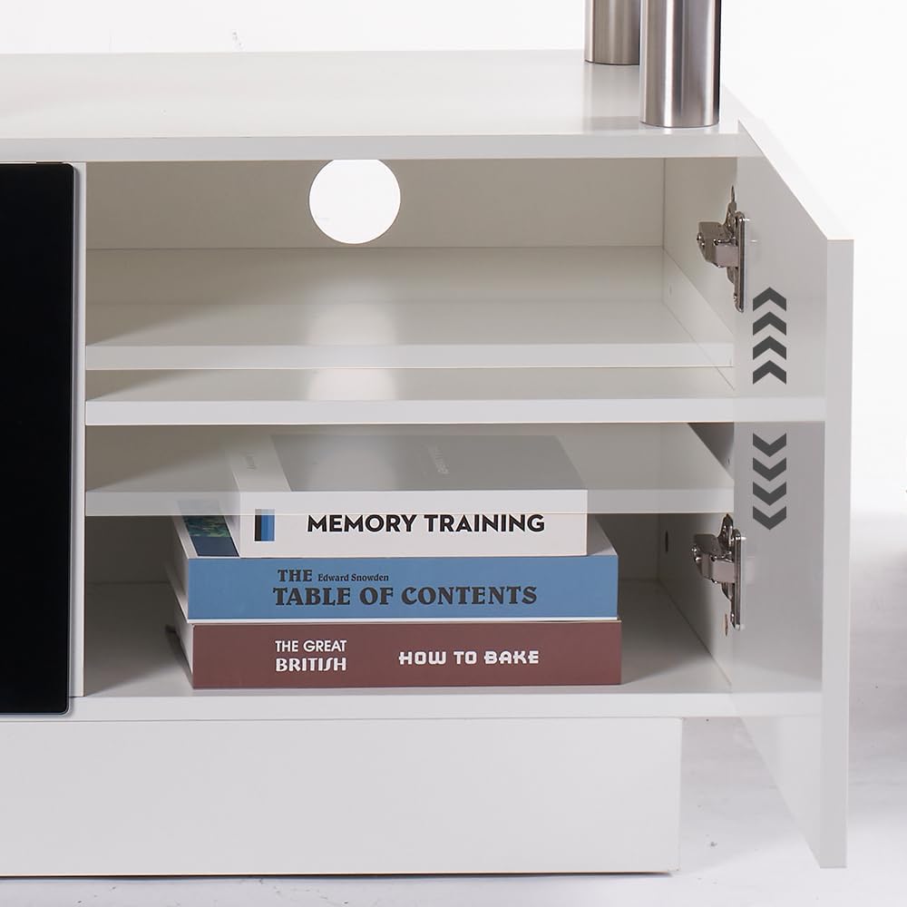White 2 Tier Electric Fireplace TV Stand O474592