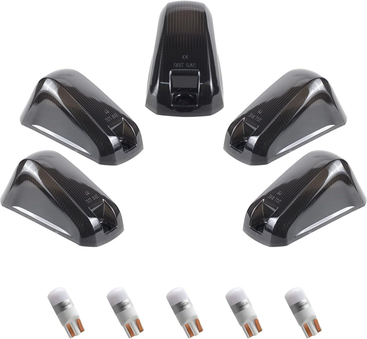 5 PCS Smoke Cab Marker Lights with Amber LED Bulbs R994