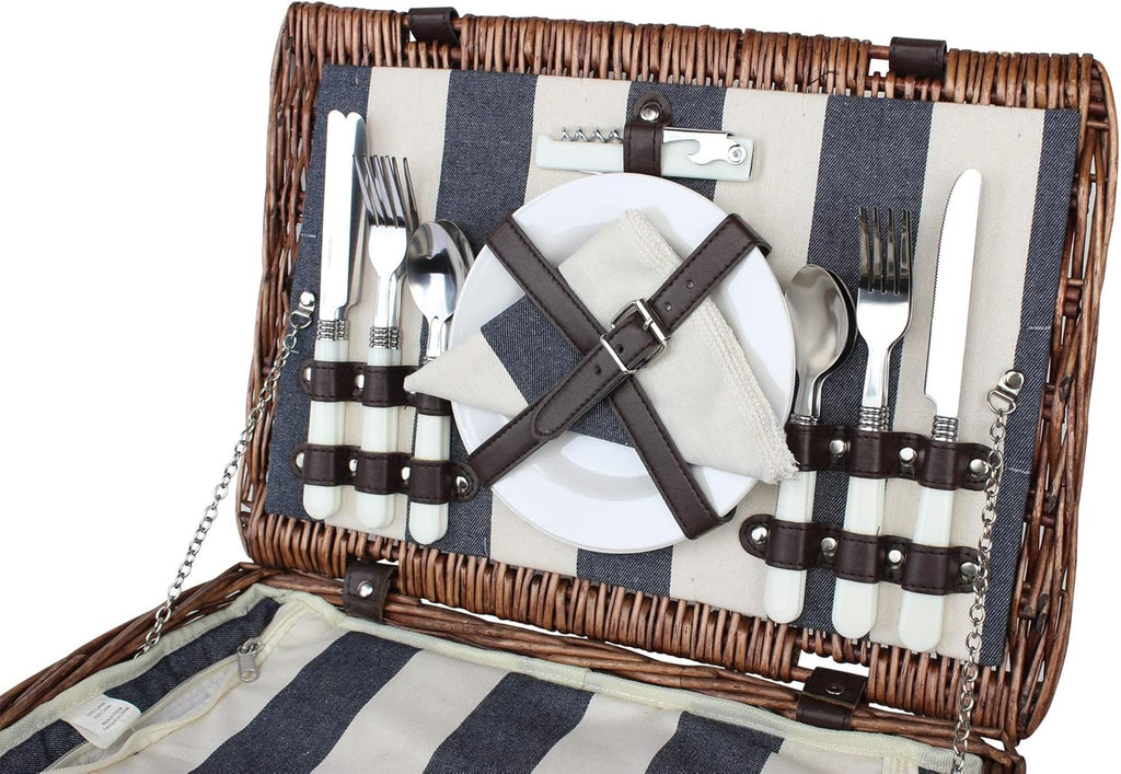 Willow Wicker Picnic Basket Set for 4 X816