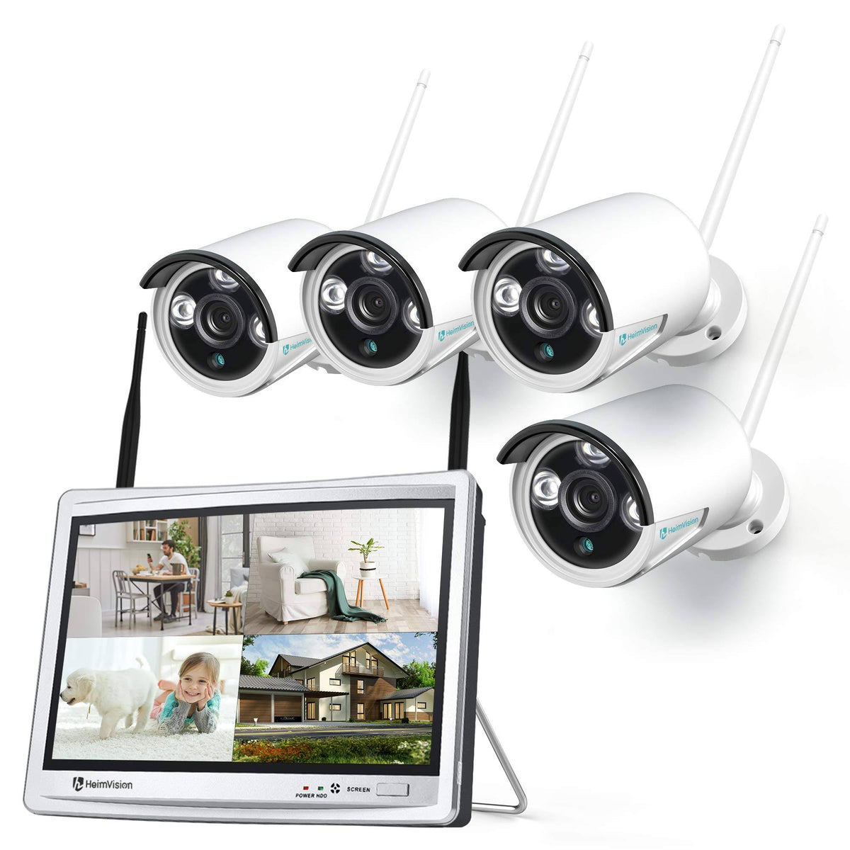 1080p Wireless Security Camera System with 12 inch LCD Monitor M1759