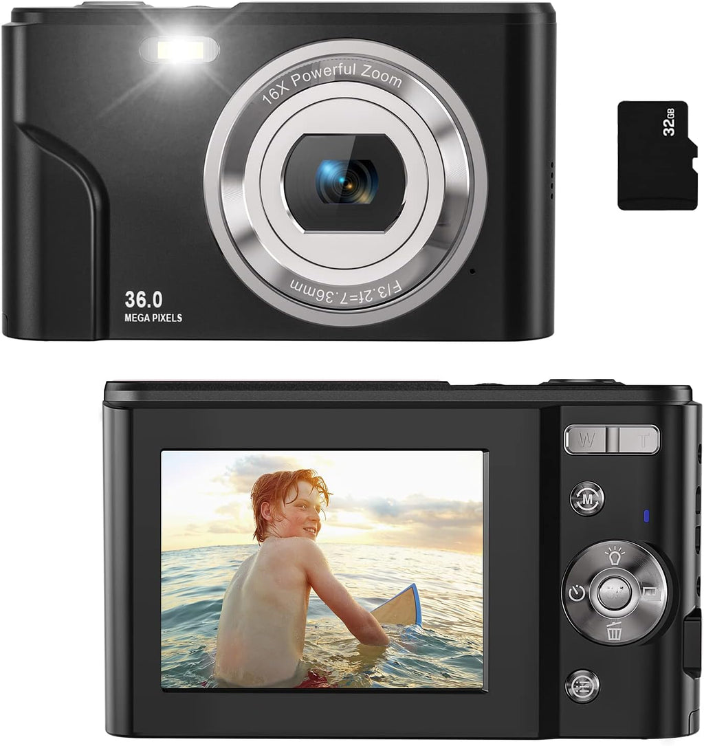 36MP Full HD 1080P Rechargeable Mini Digital Camera with 32GB SD Card T983
