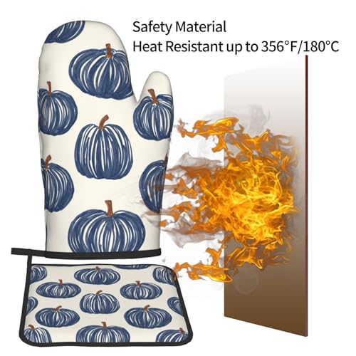 Winter Green Tree Snowflake Oven Mitts and Pot Holders Set Heat Resistant Non Slip Kitchen Gloves Hot Pads 2 Pack Set R153293