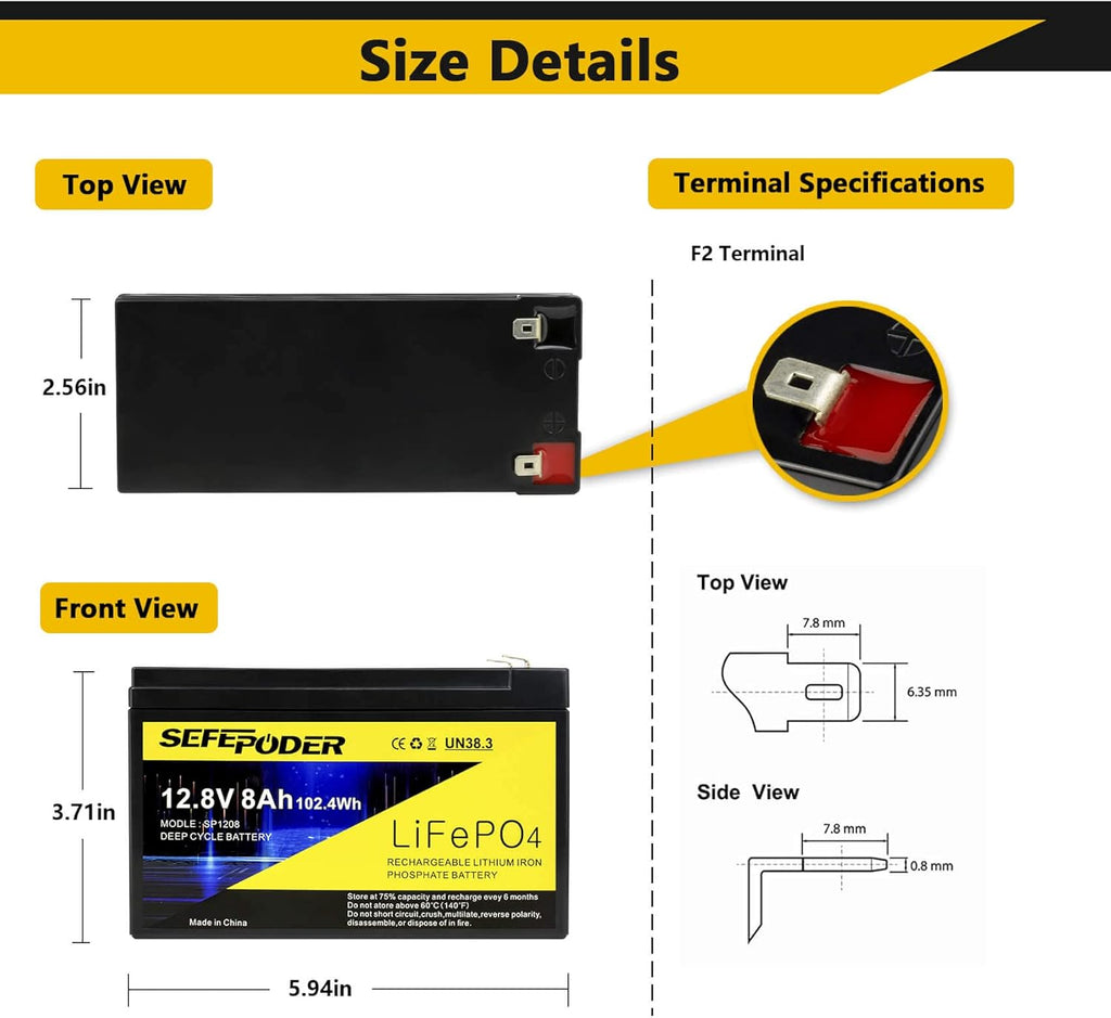 12V 12Ah LiFePO4 Rechargeable Battery O957