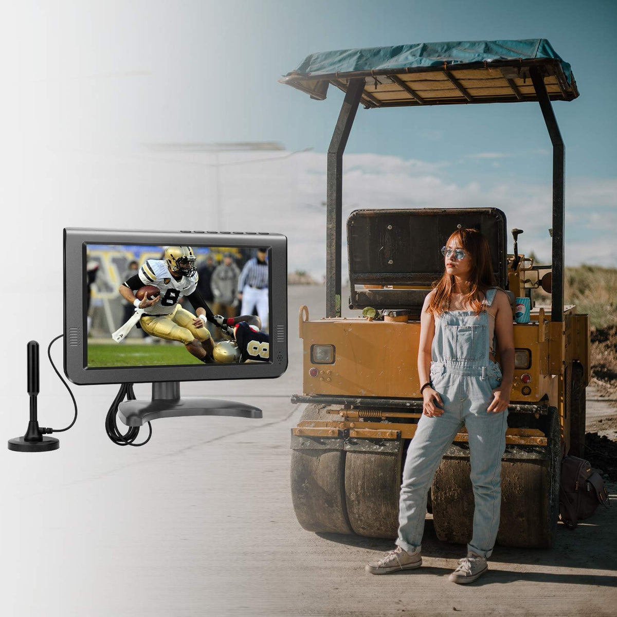 Portable TV with Rechargeable Battery, ATSC Digital Tuner, USB/TF Card Slot C7353