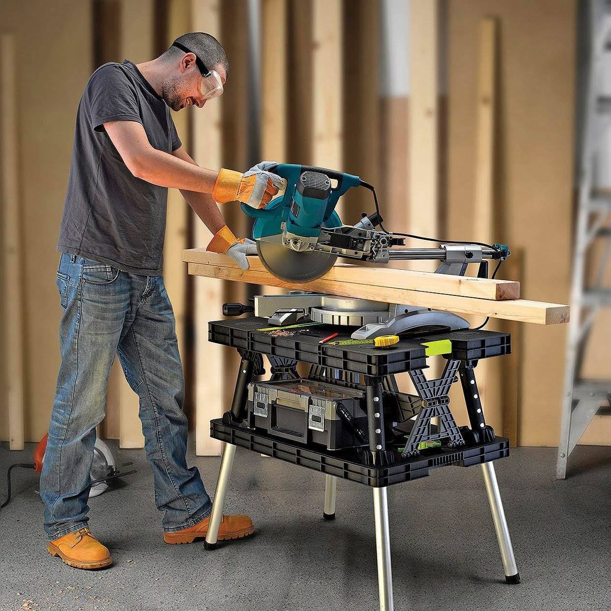 Compact Portable Folding Work Table with Clamps G399173
