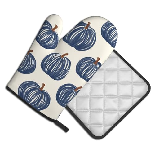 Winter Green Tree Snowflake Oven Mitts and Pot Holders Set Heat Resistant Non Slip Kitchen Gloves Hot Pads 2 Pack Set R153293