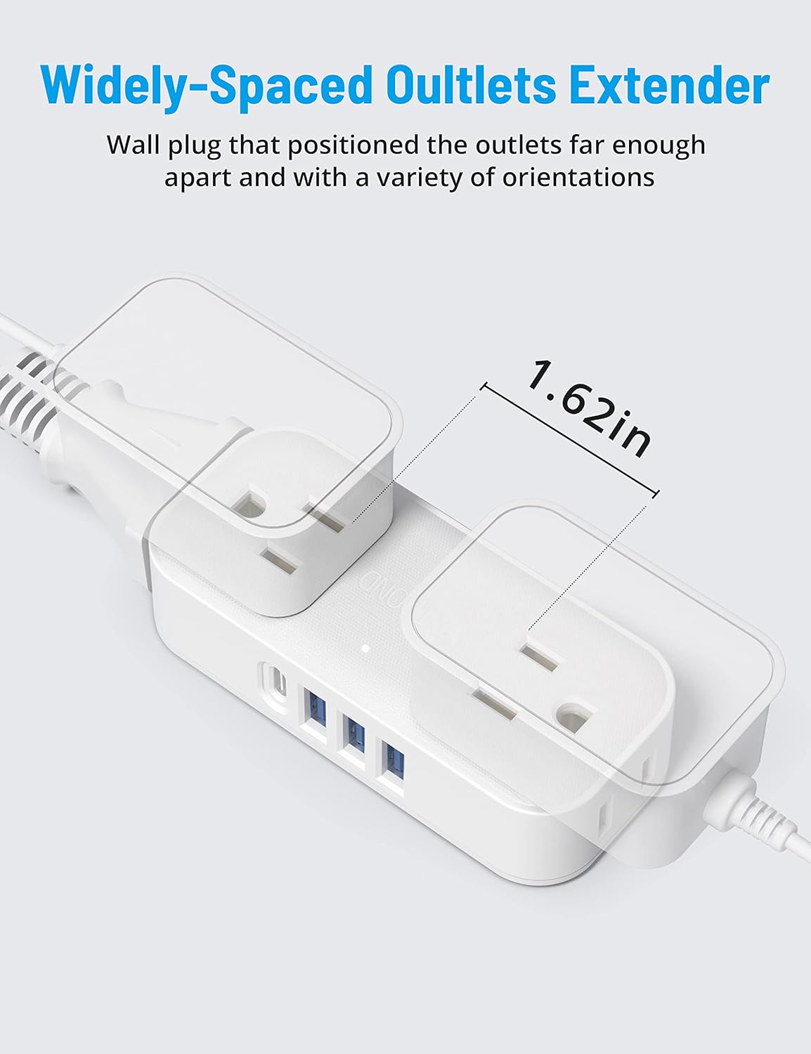 White 4 Outlet 4 USB Ports (1 USB C) Outlet Extender V936