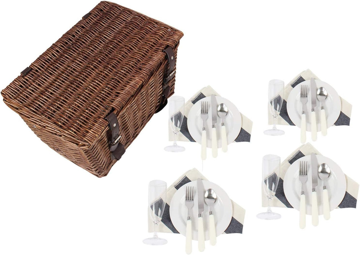 Willow Wicker Picnic Basket Set for 4 X816
