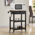 Black Portable Kitchen Cart with Storage I894782
