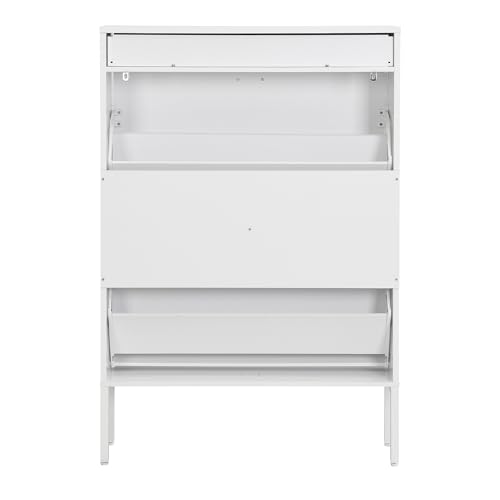 White Shoe Cabinet with 2 Drawers and Adjustable Shelf X803680