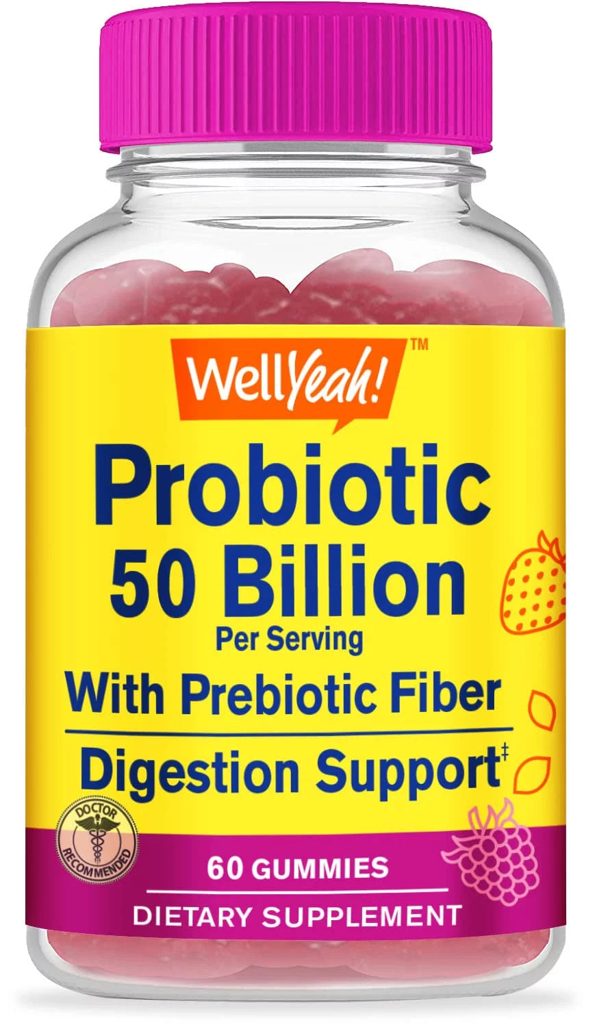 50 Billion Probiotics + Prebiotics Gummies with 12 Strains, 60 Gummies Q58366