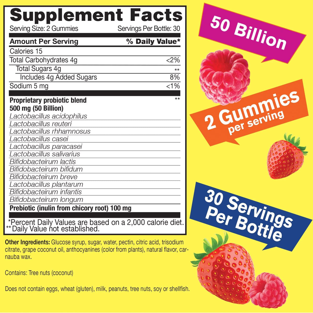 50 Billion Probiotics + Prebiotics Gummies with 12 Strains, 60 Gummies Q58366