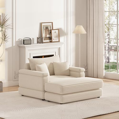 86.6 Inch Corduroy 3 Seater Sectional Sofa with Ottoman V761