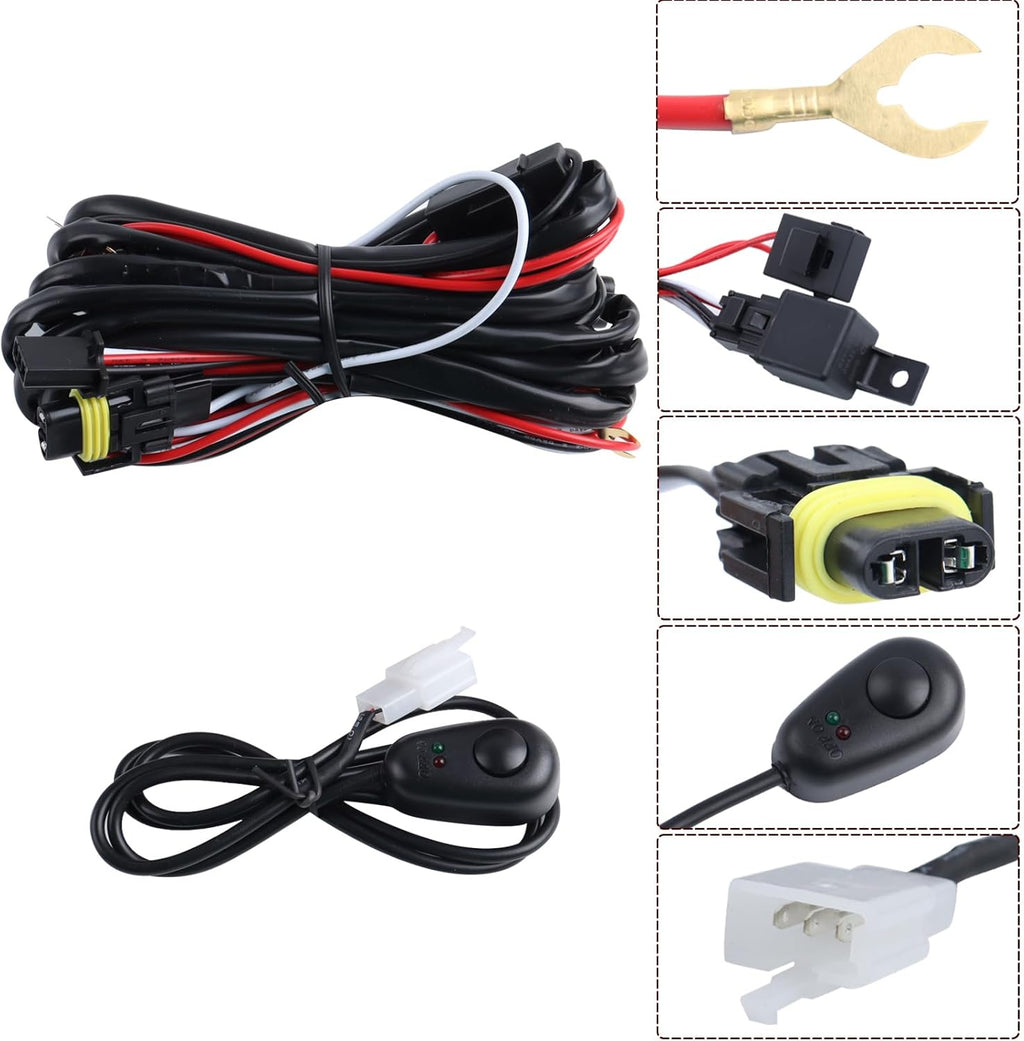 LED Fog Light Set 5pcs Front Bumper Lamp Assembly With Wire Harness Bulbs Cover Bezels X146