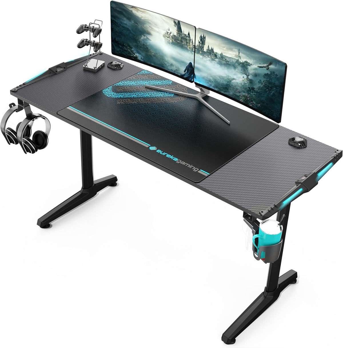 55 Inch Black Gaming Desk with USB Ports Z207621
