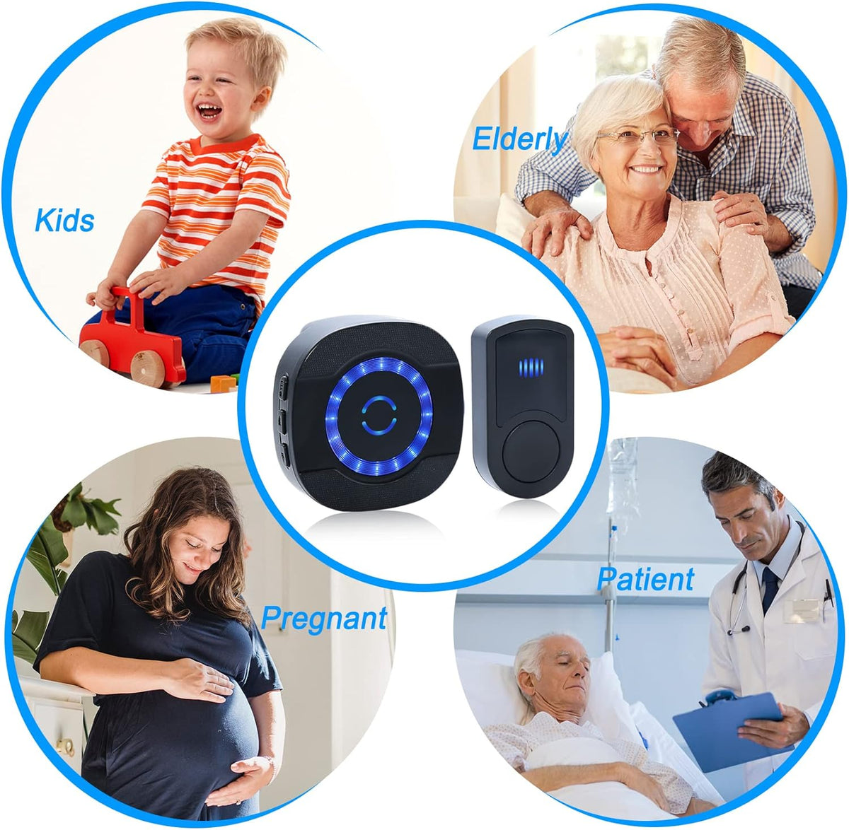Wireless Caregiver Pager with 3 Plug in Receiver 3 Transmitter F1982
