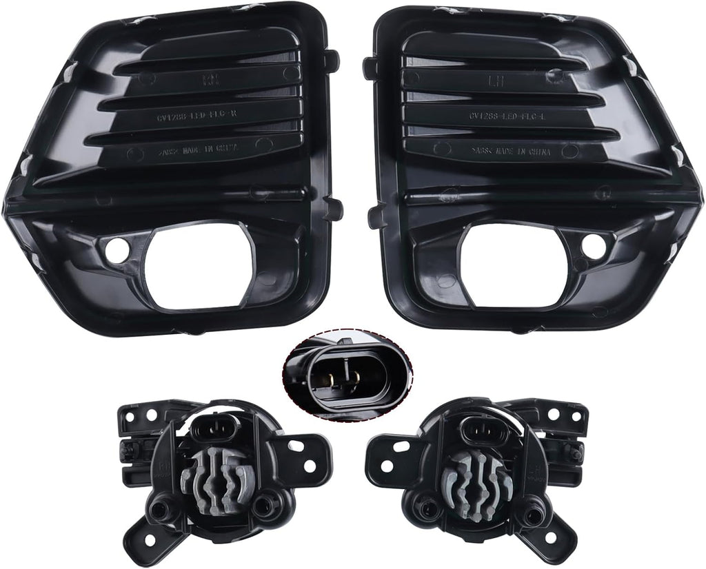 LED Fog Light Set 5pcs Front Bumper Lamp Assembly With Wire Harness Bulbs Cover Bezels X146