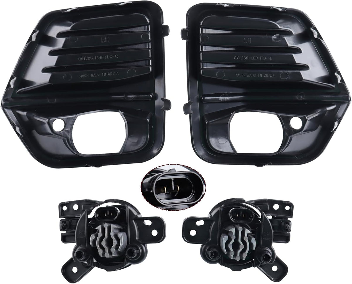 LED Fog Light Set 5pcs Front Bumper Lamp Assembly With Wire Harness Bulbs Cover Bezels X146