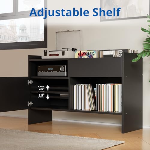 White Record Cabinet with Vinyl Storage C31030