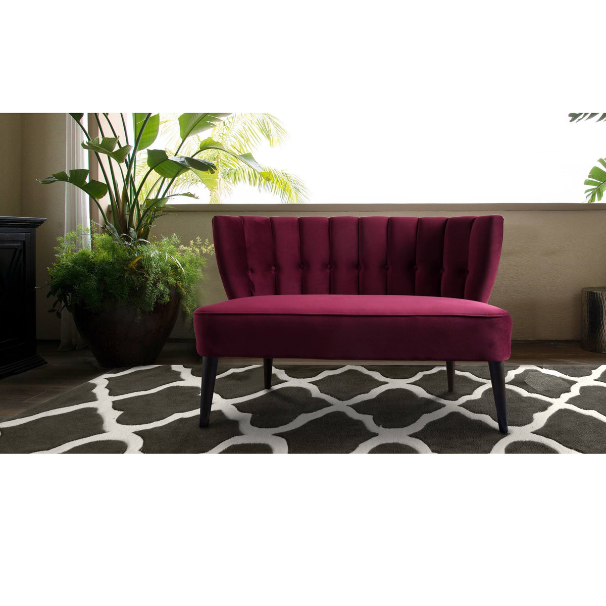 Orange Tufted Settee F40551