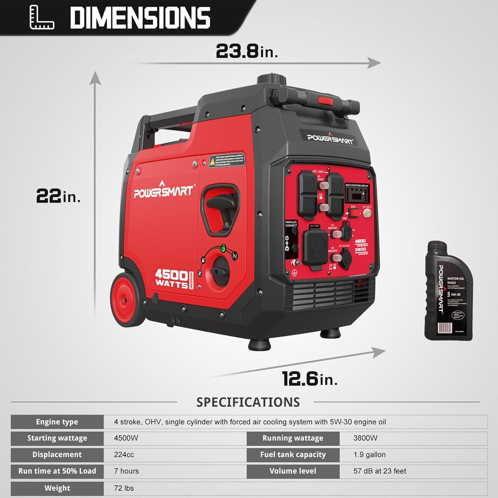 4500-Watt Portable Inverter Generator with Electric Start H289