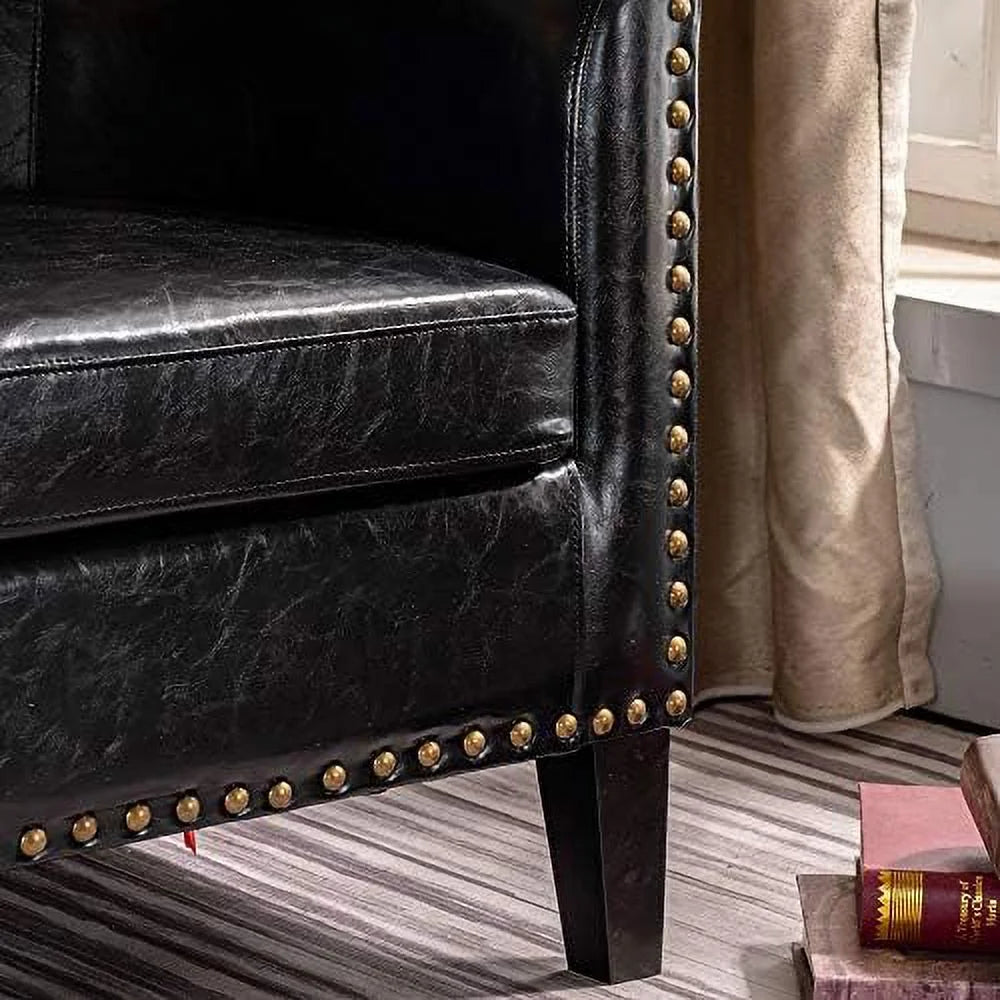 Set of 2 Faux Leather Barrel Chairs S1513
