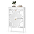 White Shoe Cabinet with 2 Drawers and Adjustable Shelf X803680