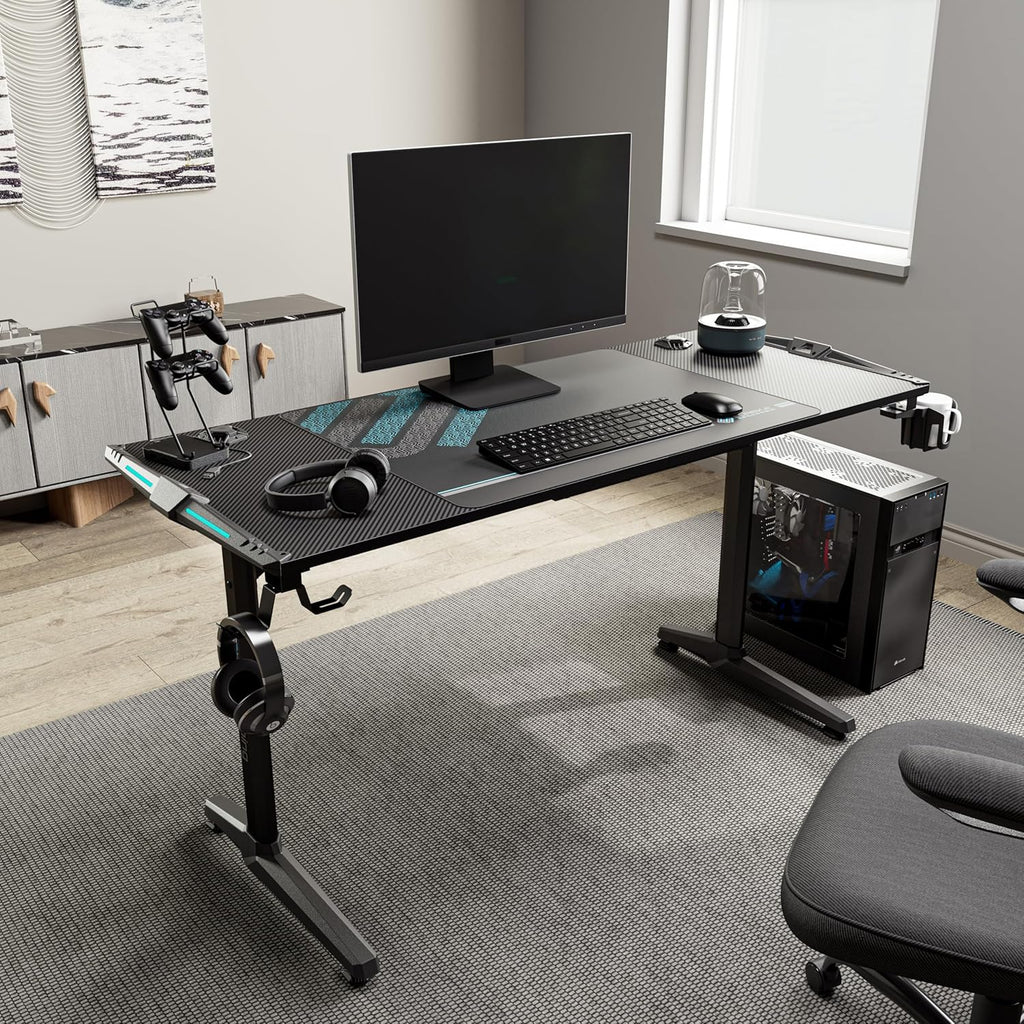 55 Inch Black Gaming Desk with USB Ports Z207621