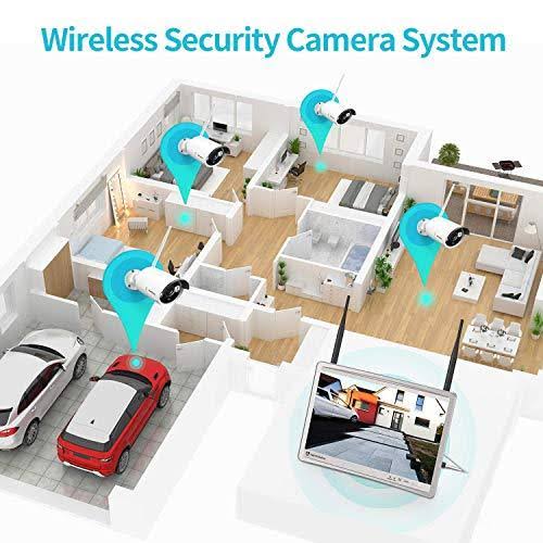1080p Wireless Security Camera System with 12 inch LCD Monitor M1759