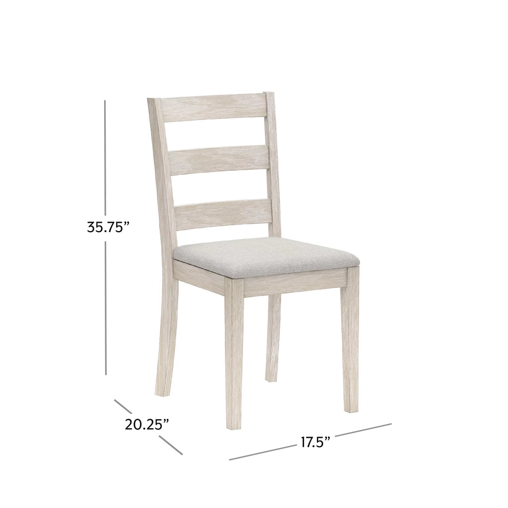 White Wood Ladder Back Dining Chair Set of 2 C671