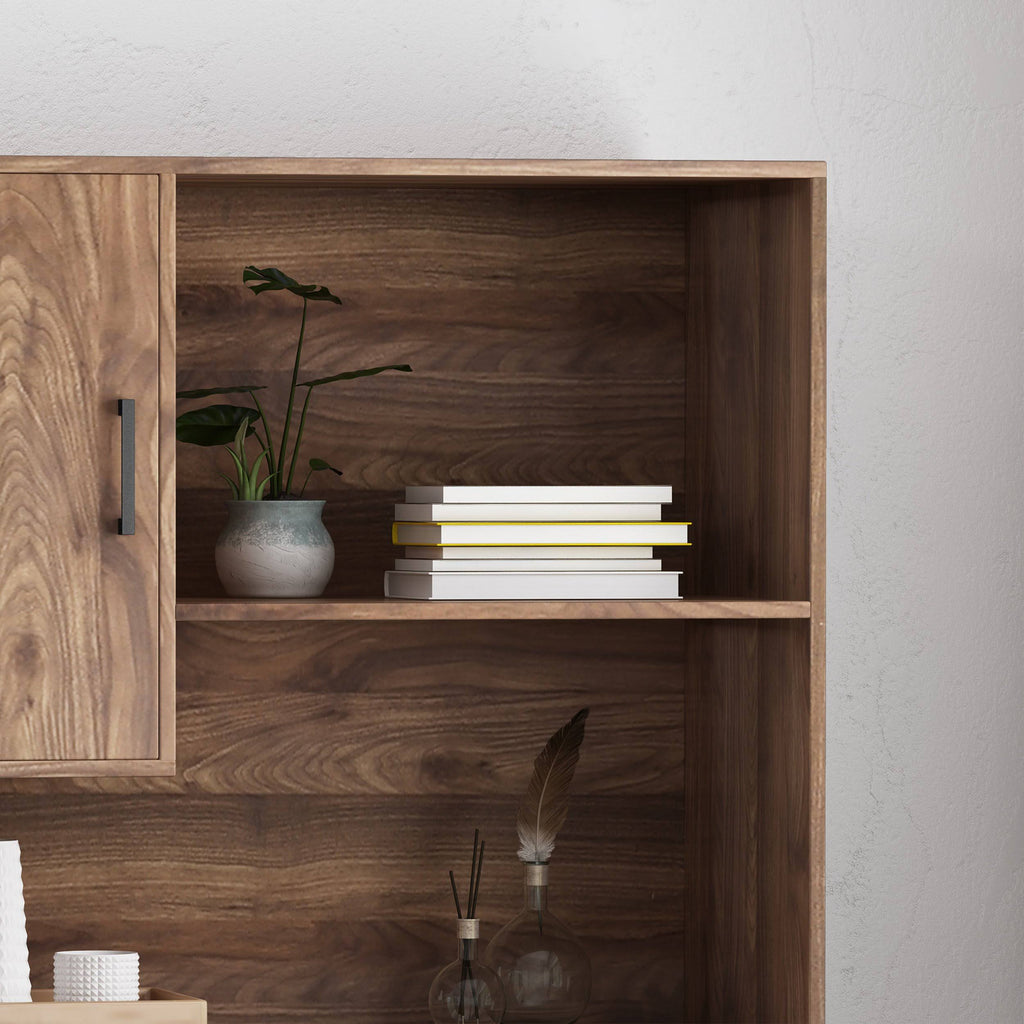 Walnut and Black Faux Wood Cube Bookcase I846