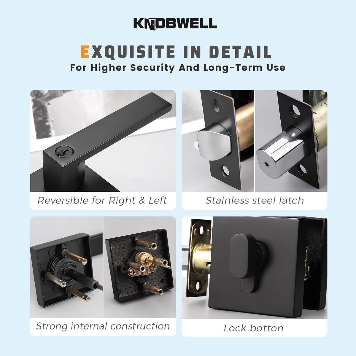 3 Pack Keyed Alike Heavy Duty Entrance Lever Door Handle with Single Keyed Square Deadbolt Set T6537