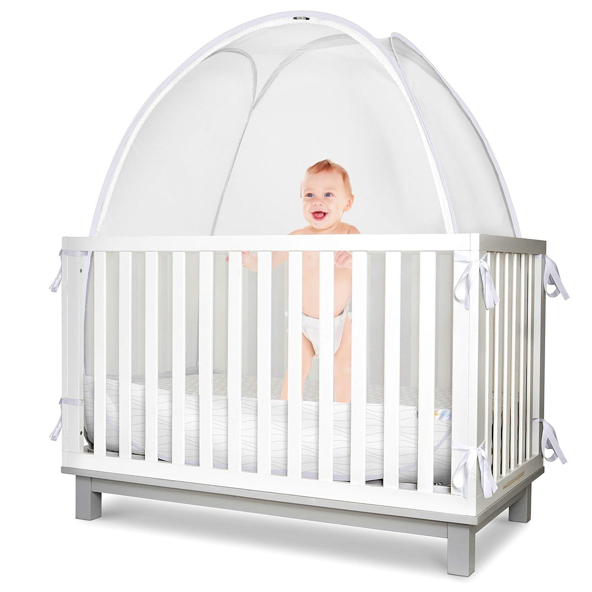 Grey Chevron Pop-Up Crib Tent Canopy I783