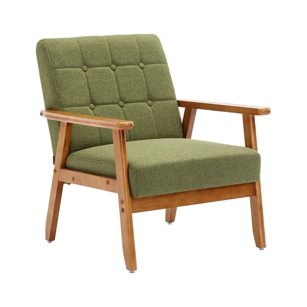 Accent Chairs Set of 2 with Side Table, Wood and Fabric Armchairs P35353