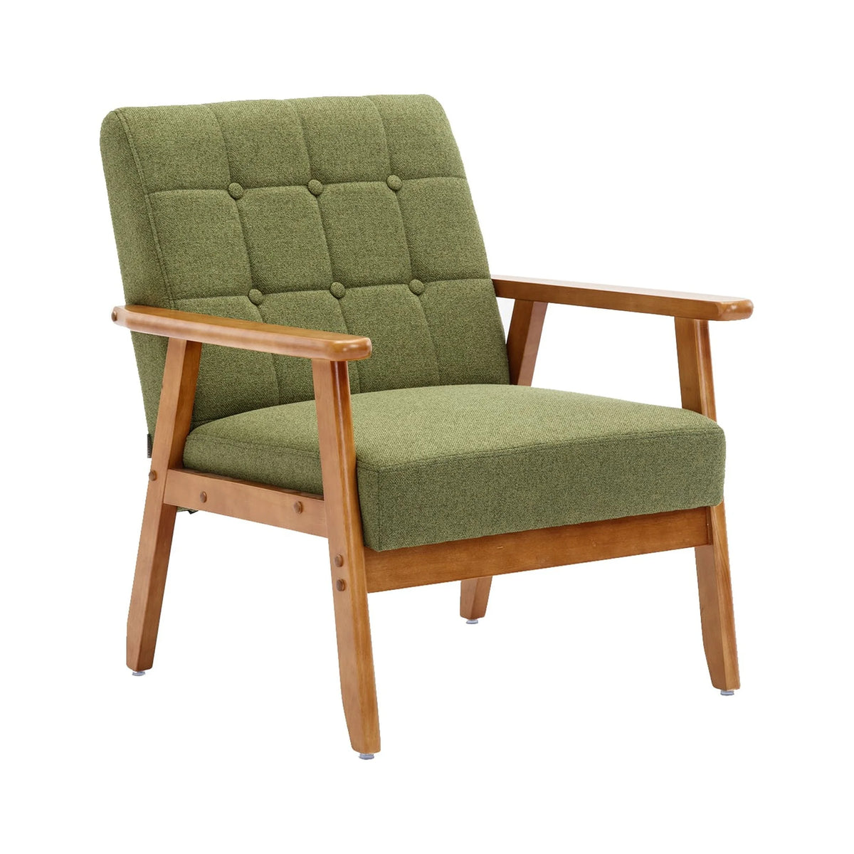 Accent Chairs Set of 2 with Side Table, Wood and Fabric Armchairs P35353