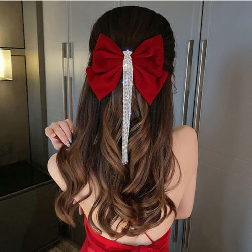 Velvet Rhinestone Bow Claw Hair Clips 2 Pack P635