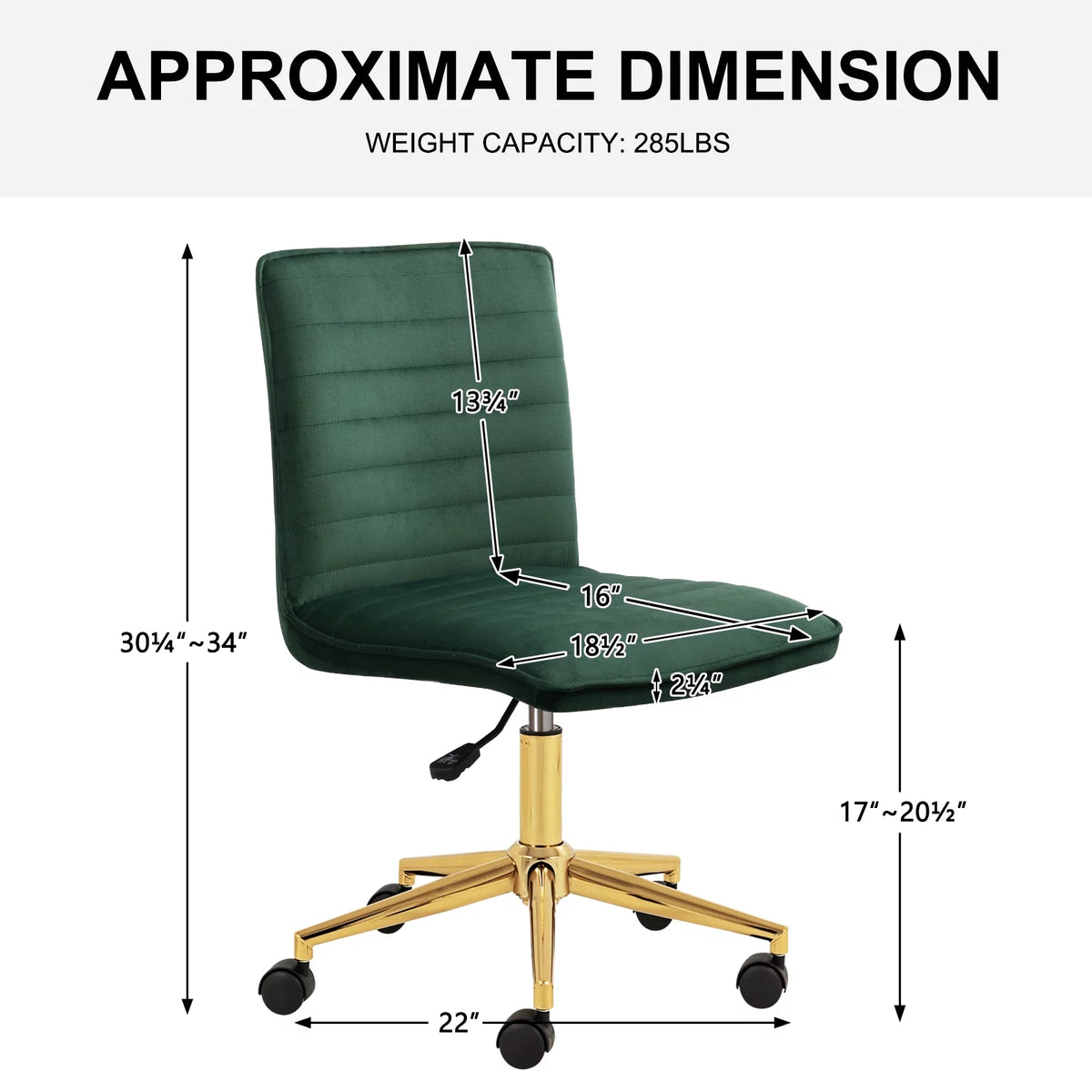 Dark Green Velvet Upholstered Swivel Office Chair U996