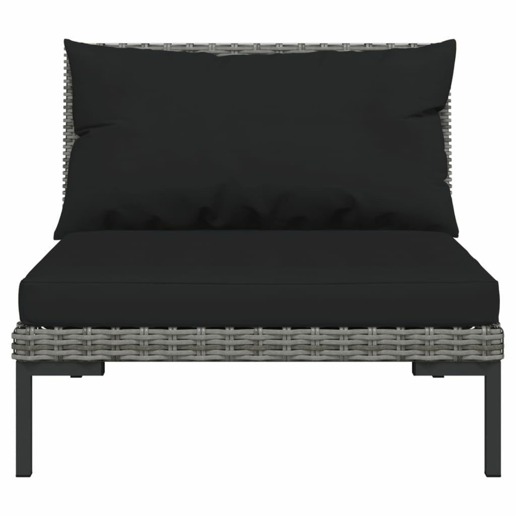 4 Piece Poly Rattan Outdoor Sectional Sofa Set with Cushions Steel Frame V5566