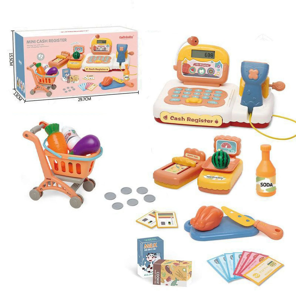 Kids Toy Cash Register with Scanner Play Food Pretend Play Money U368215