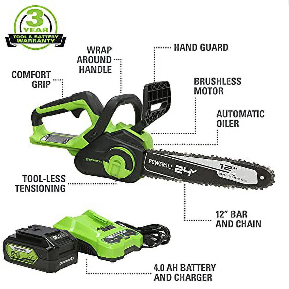 24V 12-inch Brushless Chainsaw with Battery and Charger P5165