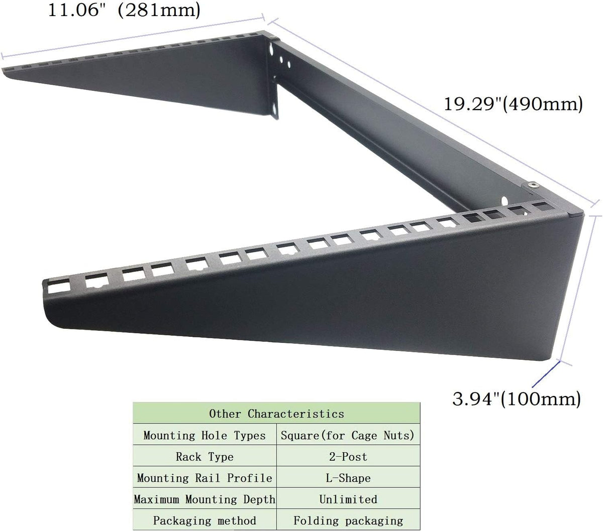 6U Folding 19 Inches Cold Rolled Steel Wall Mountable Vertical Rack Pack of 2 B158
