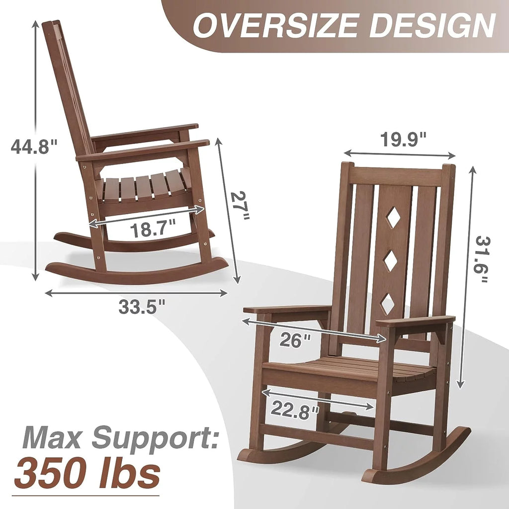 Oversized Weather Resistant Rocking Chair 350lbs Black J78741