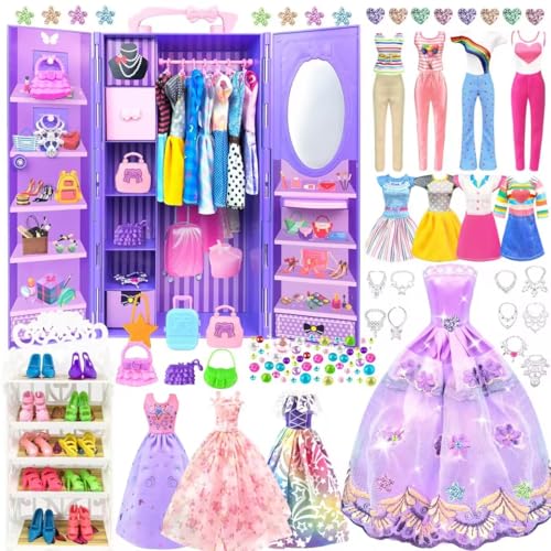 75 Pack Doll Clothes and Accessories with Doll Closet for 11.5 Inch Doll J349221