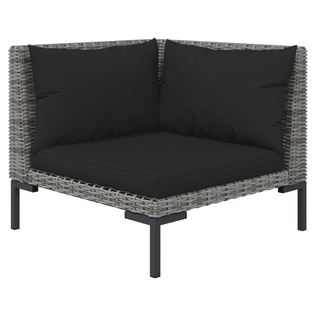 4 Piece Poly Rattan Outdoor Sectional Sofa Set with Cushions Steel Frame V5566