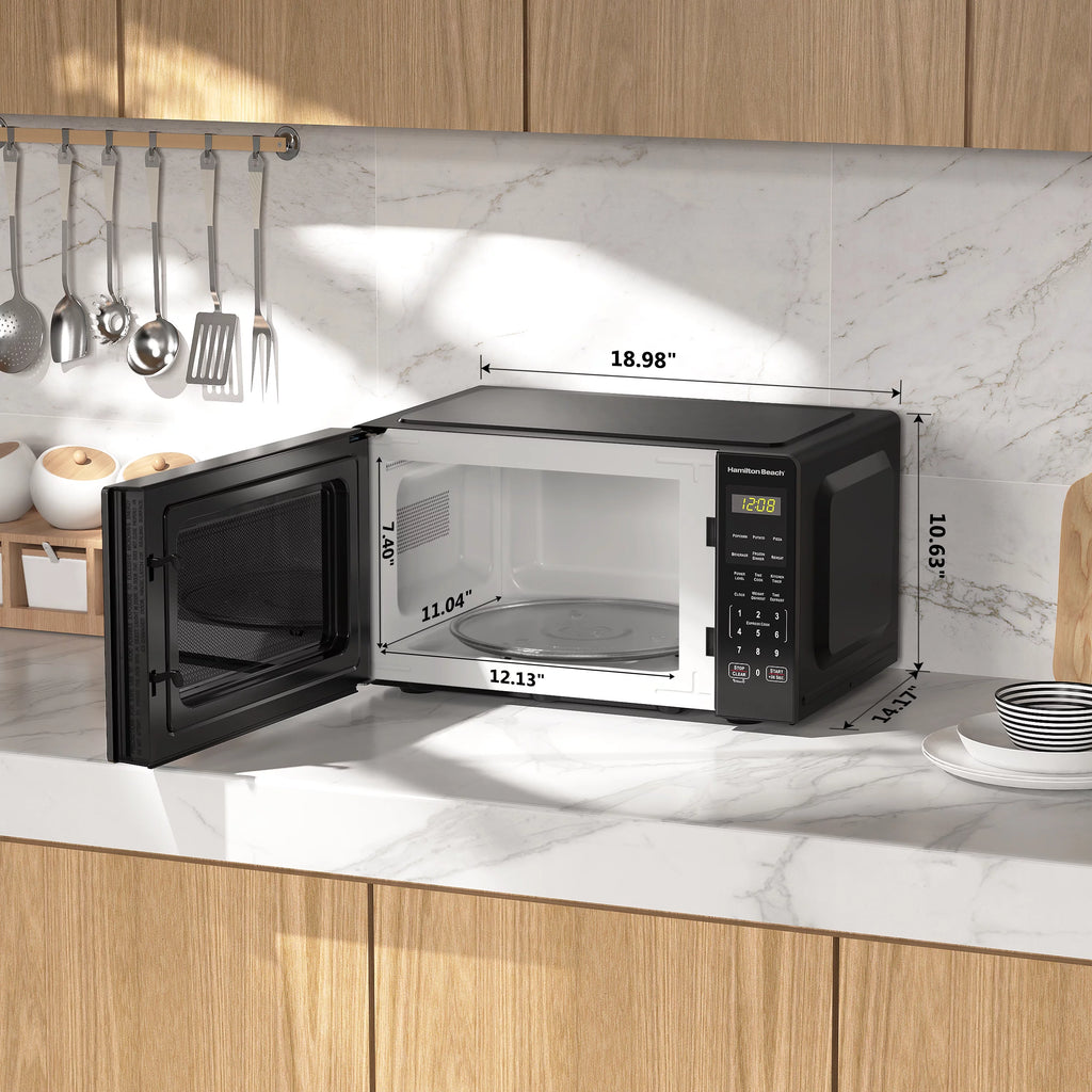 0.9 Cu ft 900 Watts Black Stainless Steel Microwave Oven S855810